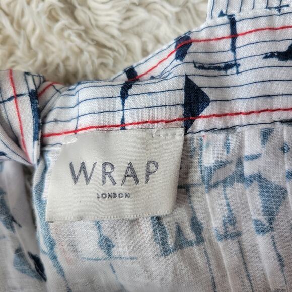 Wrap London Square Neck Linen Midi Embroidered Sundress Size 4 - Picture 8 of 8